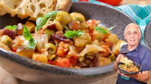 Stir in olives, vinegar, raisins, capers, sugar, and cocoa; Caponata Recipe Youtube