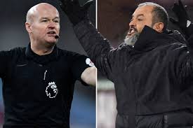 Referee lee mason gestures during the carabao cup round of 16 match between aston villa and wolverhampton wanderers at villa park on october 30, 2019. Wolves Boss Nuno Espirito Santo Launches Astonishing Rant At Lee Mason And Says He S Not Fit To Ref In Premier League The Us Posts