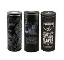 Nice-can Custom Alcohol Tin Packaging Black Decorative Gift Metal Container  Round Bottle Tin Can Alcohol Wine Tin