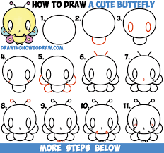 How To Draw Cute Kawaii Cartoon Butterfly Easy Step By Step Drawing Tutorial For Kids How To Draw Step By Step Drawing Tutorials Step By Step Drawing Cartoon Butterfly Drawing