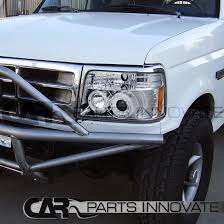 For Ford 92 96 F150 F250 F350 Bronco Led Halo Clear Projector Headlights Lamps Ebay Projector Headlights Bronco F150