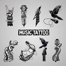 Music Tattoo Collection Isolated Rock Sign Set For Music Fans Music Tattoo Rock Sign Illustrator Inspiration