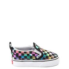 Vans Slip On Iridescent Checkerboard Skate Shoe Baby Toddler Black Multi