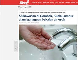 Gangguan bekalan air dijangka berlarutan 4 hari. Gangguan Bekalan Air