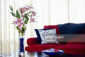 Create a cozy nest in your home with throw pillows and decorative pillows from at home. Red Sofa With Blue Accent Throw Pillows Red Leather Sofa Red Sofa Red Couch Pillows