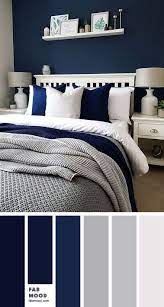I'm sharing six whole house paint colour schemes featuring the 2020 colour of the year, plus discussing the best paint finishes for your home and where you should use them. Navy Blue Bedroom Color Scheme Navy Blue And Grey Bedroom Color Ideas Color Colorpalette Grey N Blue Bedroom Walls Blue Bedroom Colors Grey Bedroom Colors