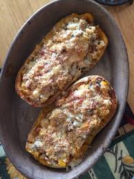 Courge Butternut Farcie Au Jambon Et Champignons Butternut Farcie Cuisine Butternut