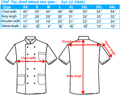 Chef And Kitchen Wear Size Chart