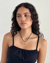 Pink Glass Heart Necklace