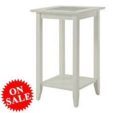 Tall Console End Table With Glass Top White Wood Narrow Small Square Side Table With Shelf Storage Mini Modern H Living Room Table Square Side Table Side Table