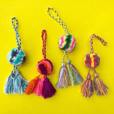Mexican Pom Pom Pom Pom Bag Charm Pom Pom Tassel Mexican Pom Pom Bag Charm Pom Pom Charm Pom Pom Keychain