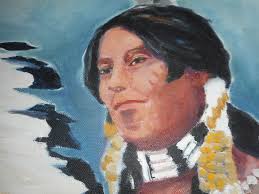 Native American Tribal Council Mid Century Original Oil Painting