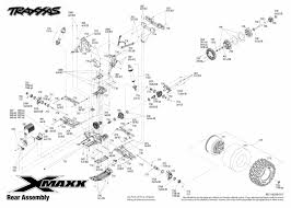 x maxx 77076 4 rear assembly exploded view traxxas