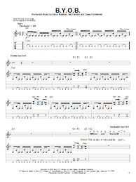 Aprende a tocar el cifrado de true love waits (radiohead) en cifra club. B Y O B Sheet Music System Of A Down Guitar Tab Single Guitar