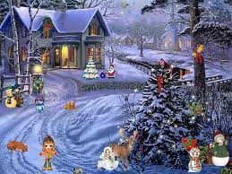 Christmas Screensaver Christmas Paradise Fullscreensavers Com Christmas Screen Savers Christmas Scenes Christmas Paintings