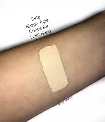 The applicator is a doe foot with a wide surface area (bigger than most other concealers i have used) which comes up to a point. Tarte Shape Tape Concealer In Light Sand Swatches On Blondeisbeauty Com Shape Tape Concealer Swatches Tarte Shape Tape Concealer Tarte Shape Tape