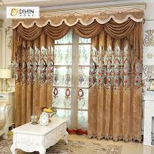 Dihin Home Brown Velvet Exquisite Luxury Embroidered Valance Blackout Curtains Grommet Window Curtain For Living Room 52x84 Inch 1 Panel Curtains Living Room Curtains Blackout Curtains