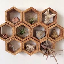 Geometric Honeycomb Formation Hexagonal Wooden Shelf Display Etsy Bee Decor Wooden Shelves Shelves