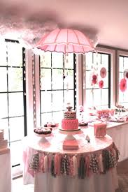 Baby Girl Pink Chevron Umbrella Shower Raindrops Clouds Elephant Baby Shower Theme Umbrella Baby Shower Girl Baby Shower Decorations