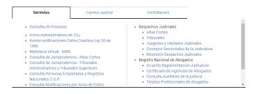 Está conformada por 3 cortes a nivel nacional (corte suprema de justicia, corte constitucional y consejo de estado), con su respectiva cadena de jueces; Rama Judicial Sistema Y Consulta De Procesos