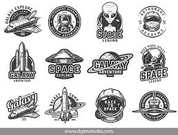 Download free nasa vector logo and icons in ai, eps, cdr, svg, png formats. Vintage Space Emblems Set Vintage Space Nasa Emblem Vector Illustration