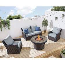 Ove Decors Barcelona Ii 4 Piece Sofa Seating Group With Cushions Wayfair Ca Conversation Set Patio Outdoor Furniture Sets Seating Groups