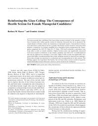 Pdf Reinforcing The Glass Ceiling The Consequences Of Hostile Sexism For Female Managerial Candidates