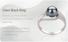 Amazon.com: Clare Black 6-7mm AAA Quality Freshwater 925 Sterling Silver  Cultured Pearl Ring For Women