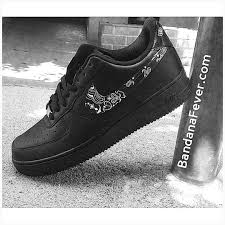 Air Force 1 Black Bandana Shoes Custom Nike Air Force 1 Low Shoes Black Black Bandana Bandana Fever Sneakers Style La Streetfashion Cpt Air Force Shoes Nike Shoes Air Force Nike Air