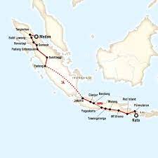 Java is an island in indonesia. Map Of The Route For Indonesia In Depth Sumatra Java Bali Bali Tours Indonesia Travel Indonesia