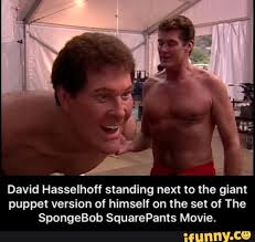 David hasselhoff (born july 17, 1952; A David Hasselhoff Standing Next To The Giant Puppet Version Of Himself On The Set Of The Spongebob Squarepants Movie David Hasselhoff Standing Next To The Giant Puppet Version Of Himself