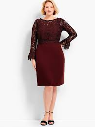 Lace Bodice Flounce Sleeve Dress Talbots Plus Size Wedding Guest Dresses Plus Size Cocktail Dresses Wedding Guest Outfit Winter