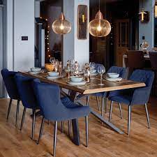 Bronx 200cm Dining Table 6 Blue Chairs Grey Dining Tables Dining Table Chairs Dining Table With Bench