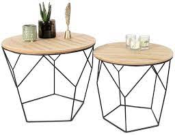 You can choose from a wide selection of coffee table pairs, such as, coffee table and chairs. Lifa Living Set Of 2 Side Tables For Living Room Pre Assembled Geometric Contemporary Coffee Tables For Small Spaces Metal Removable Round Wooden Top Bedroom Nesting End Bedside Tables 20kg Amazon Co Uk Kitchen