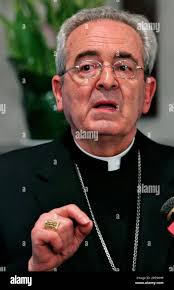 Cardinal Justin Rigali, Archbishop of Philadelphia, addresses a news  conference in Philadelphia, Saturday, April 2, 2005, in following the death  of Pope John Paul II. (AP Photo/George Widman Stock Photo