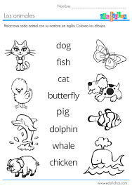 Ficha Educativa Gratis Con Los Nombres De Los Animales En Ingles Es Un Ejercicio De Relacionar Ca Ogretim Okul Oncesi Calisma Cizelgeleri Ingilizce Dilbilgisi
