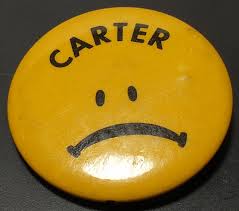 1977 ANTI- JIMMY CARTER yellow unhappy face campaign button 1 3/4" d. VG  RARE