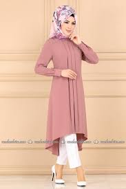 Modaselvim Tunik Incili Peplum Tesettur Tunik Pl906 Pudra Musluman Modasi