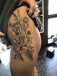 Wildflower Hip Tattoo Hip Tattoo Side Hip Tattoos Floral Hip Tattoo