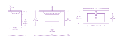 The standard bathroom vanity height for a long time was 30 to 32 inches tall—but not anymore. Modern Wall Mounted Single Bathroom Vanity Dimensions Drawings Dimensions Com