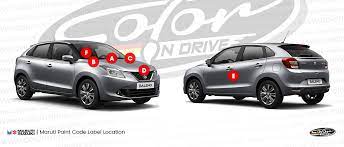 maruti paint code label location touch up paint