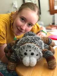 Crocheted jumping spider toy for babies