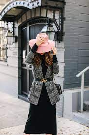 How To Style A Pink Wide Brim Hat Aka My Lady Gaga Hat For A Chic Winter Ootd Outfits With Hats Wide Brim Hat Outfit Ladies Tops Fashion