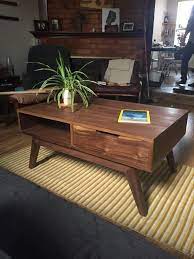 I love the wood color and look of the table. Midcentury Modern Coffee Table That I Made For My Girlfriend And I Woodworking