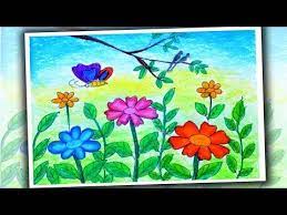 How To Draw Flower Garden Scenery For Kids Spring Season Drawing Easy Youtube Flower Garden Drawing Flower Drawing Easy Flower Drawings
