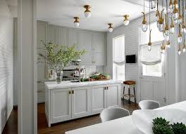 Gray Shaker Kitchen Cabinets With Brass Inset Hardware Contemporary Kitchen Kitchen Cabinet Colors Kitchen Design Grey Shaker Kitchen