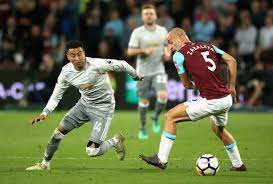 Jesse Lingard Of Manchester United Goes Past Pablo Zabaleta Of West Manchester United Jesse Lingard Pablo Zabaleta