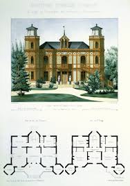 Project for a small country house near Paris, engraved by Walter, plate 7  from 'Architecture Pittoresque et Moderne'