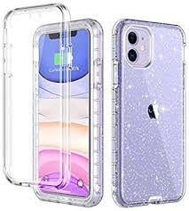 Amazon Com Lontect For Iphone 11 Case Built In Screen Protector Glitter Clear Sparkly Bling Rugged Sh Sparkly Phone Cases Phone Case Purple Purple Iphone Case