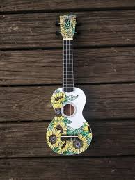 Hand Painted Soprano Ukulele Sunflowers Painted Ukulele Ukulele Art Ukulele Design